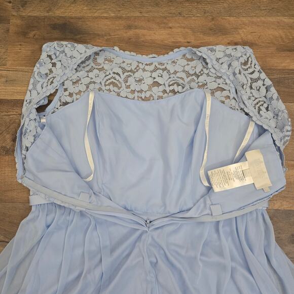 David's Bridal Women's Bridesmaid Dress Light Blue w/ Lace & Chiffon  Sz 14 - Picture 5 of 6
